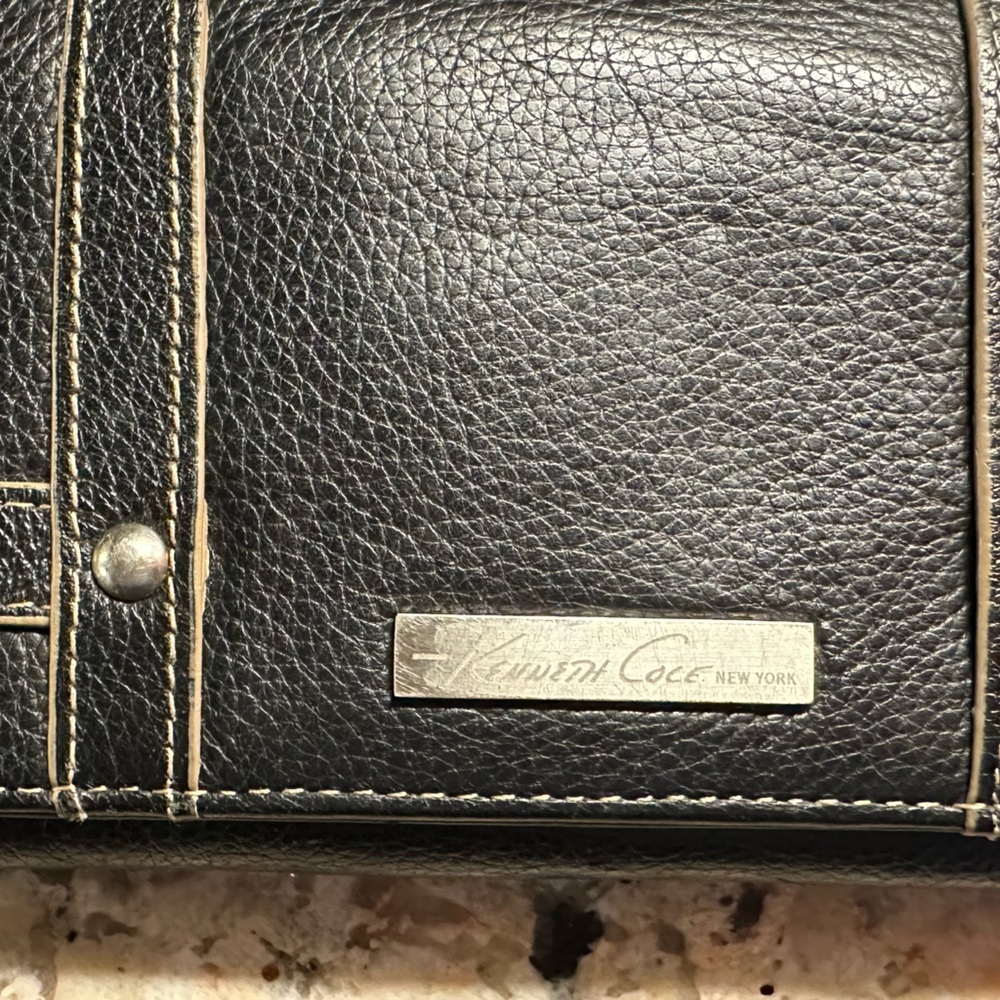 Black leather women’s wallet many compartments